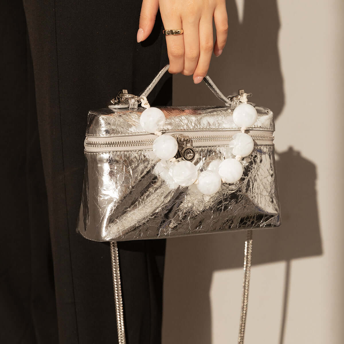 vintage vanity shoulder bag silver 2