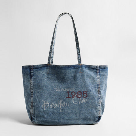 Vintage Washed Denim Large Capacity Tote – 