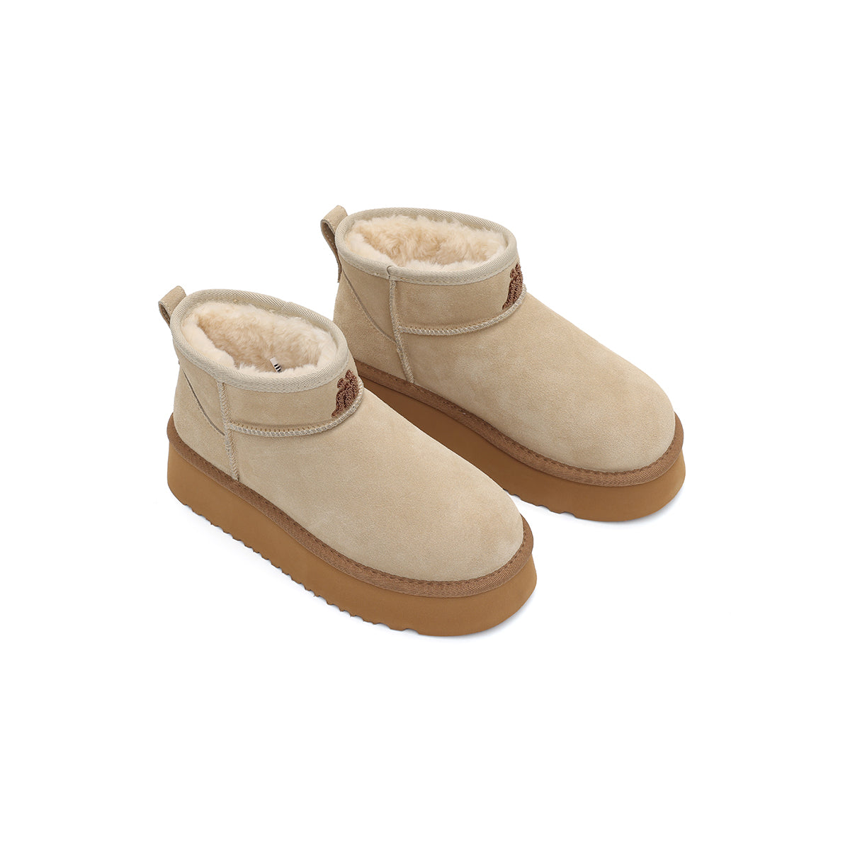 warm fleece lined ankle snow boots all apricot 5