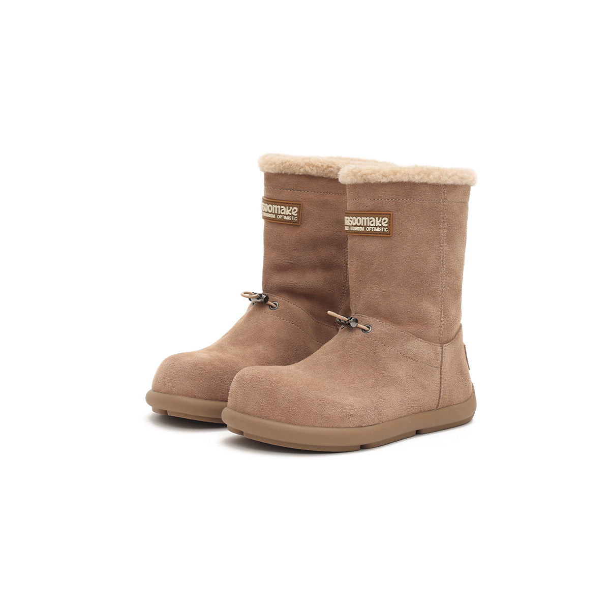 warm fleece lined flat snow boots all apricot 2
