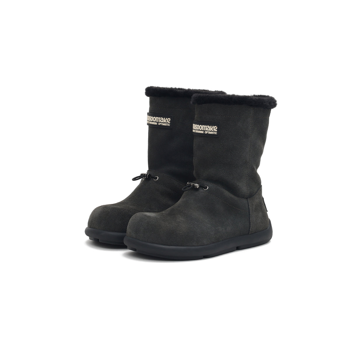 warm fleece lined flat snow boots all black 2
