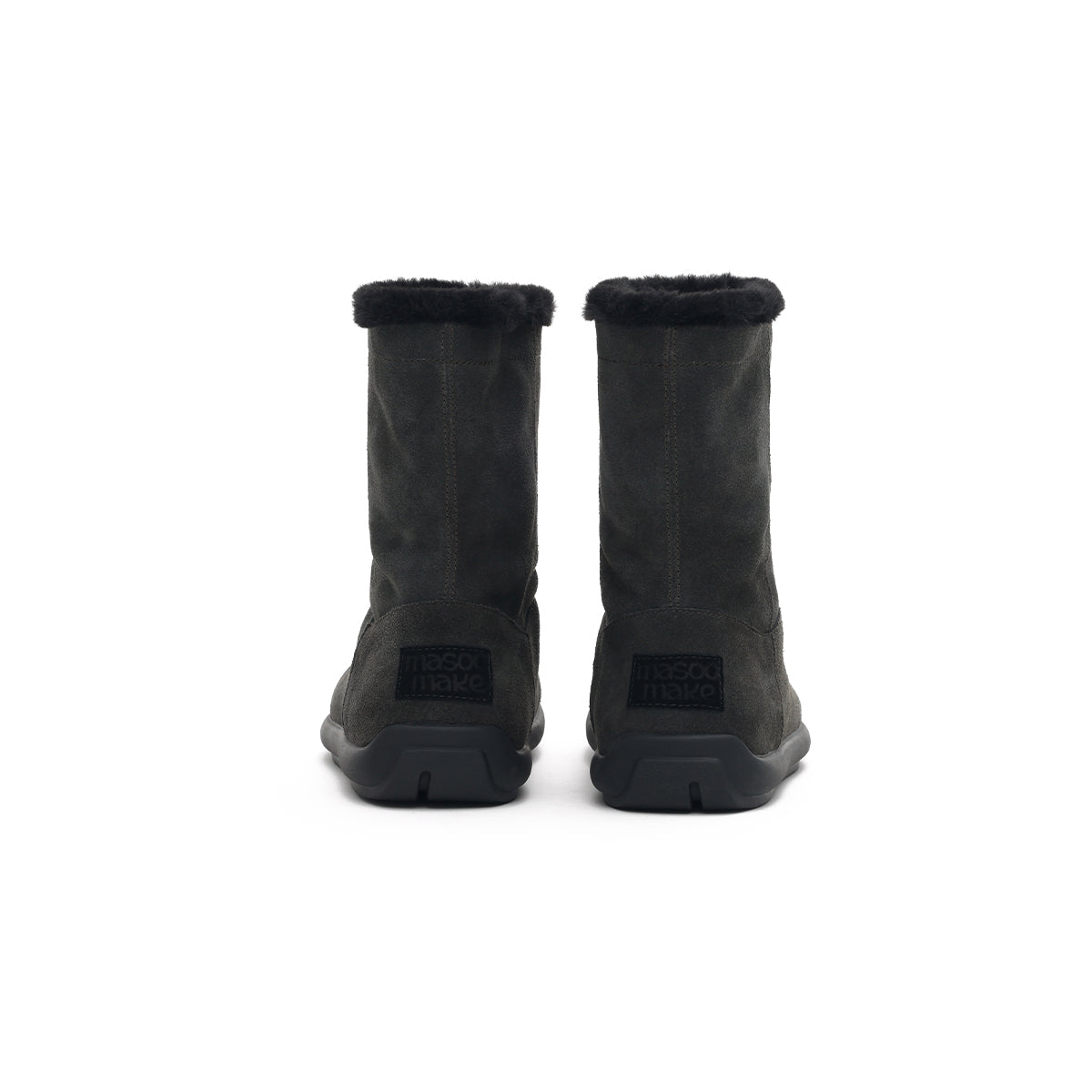 warm fleece lined flat snow boots all black 3