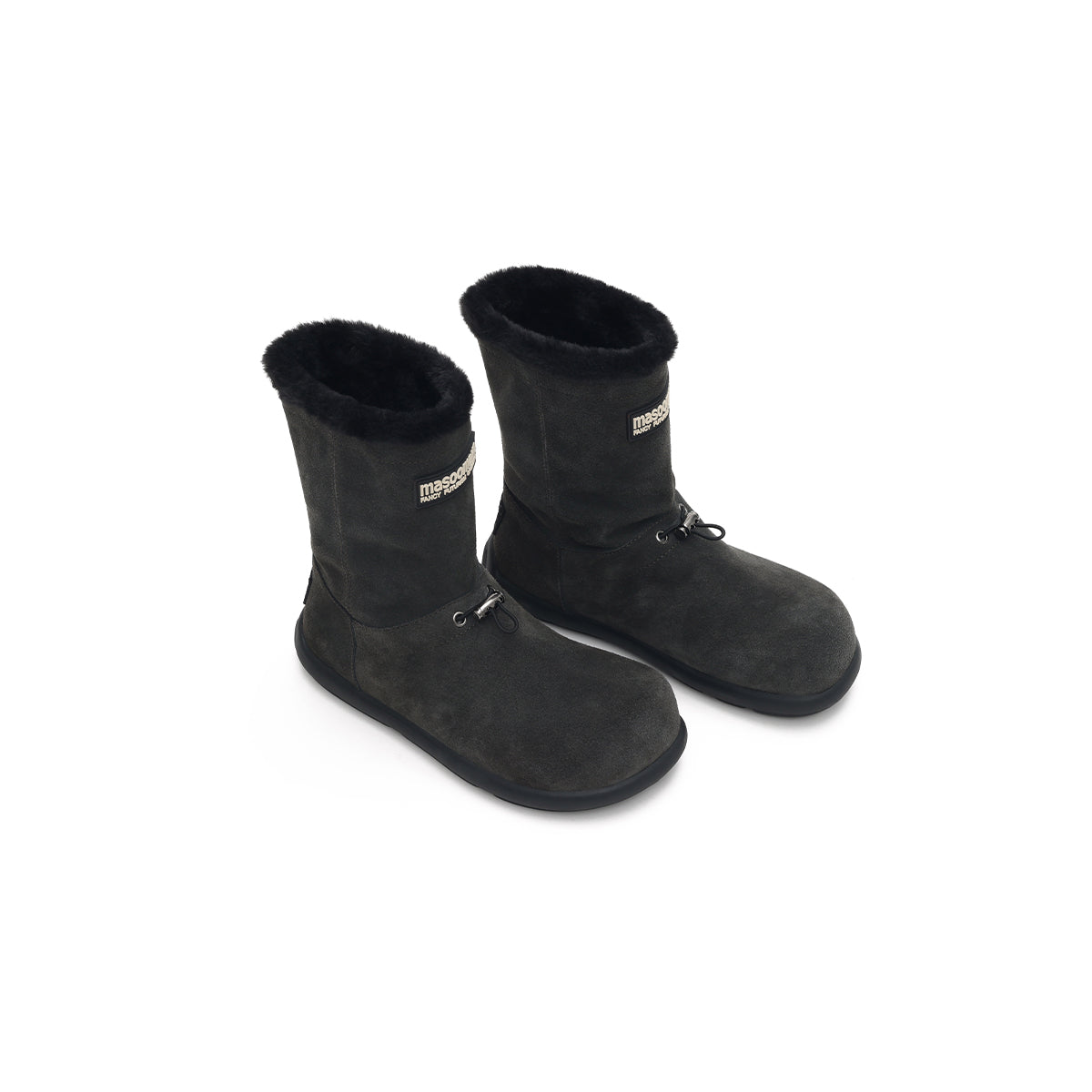 warm fleece lined flat snow boots all black 5