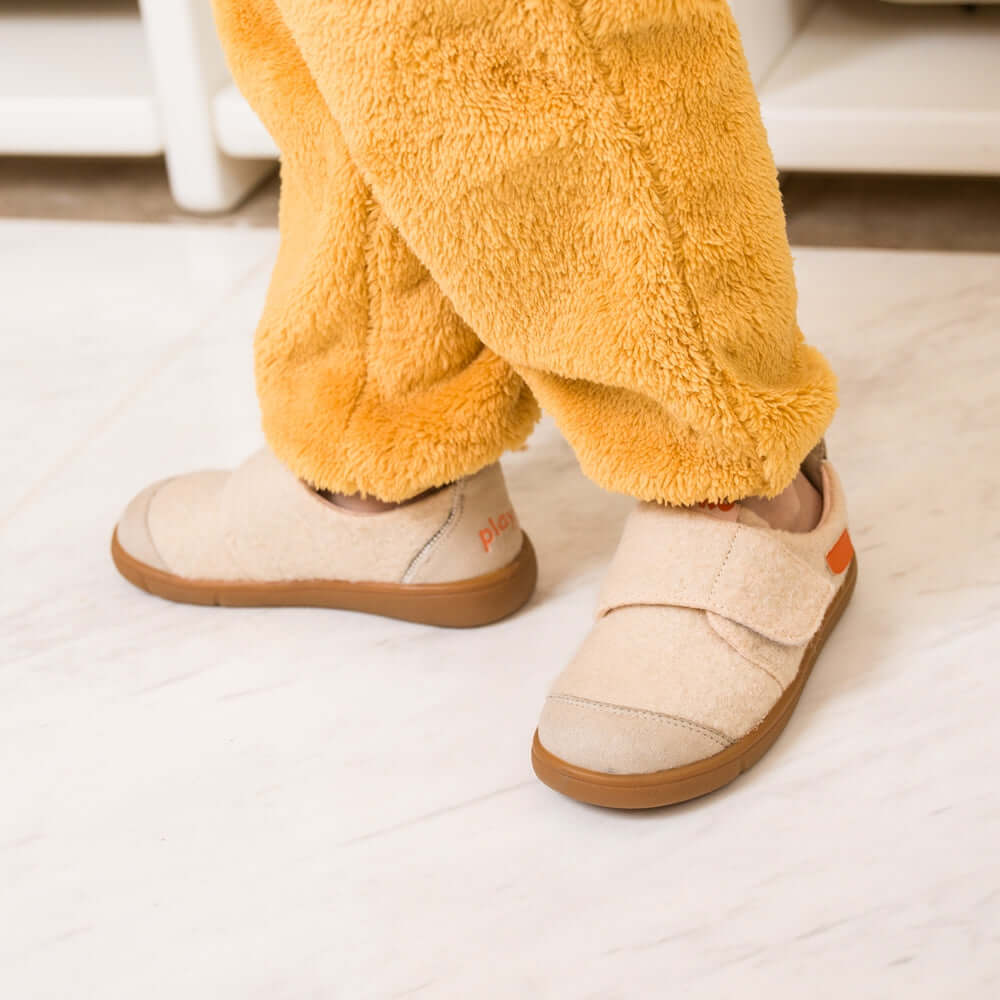 warm wool fleece indoor school shoes all beige 6