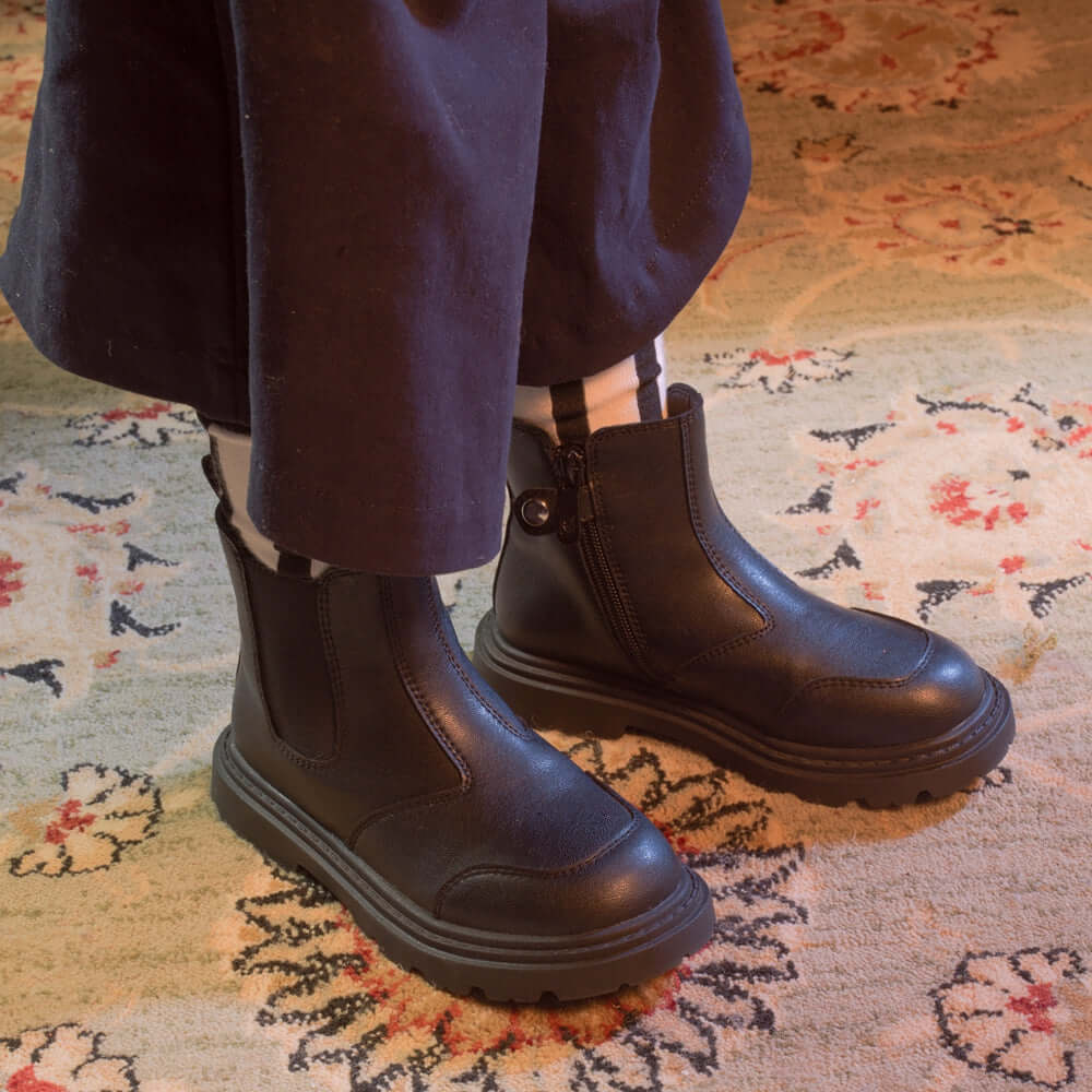 Warm Wrap Non - Slip Black Chelsea Boots - 0cm