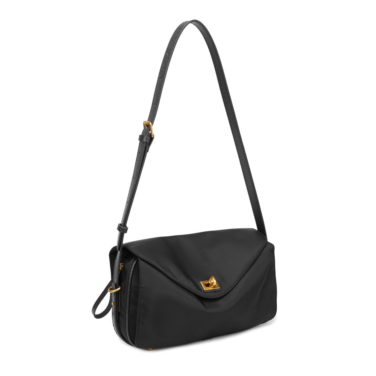 Water-Resistant Ballistic Nylon Crossbody Bag – Lightweight Flap Shoulder Bag with Leather Trim & Turn-Lock Closure