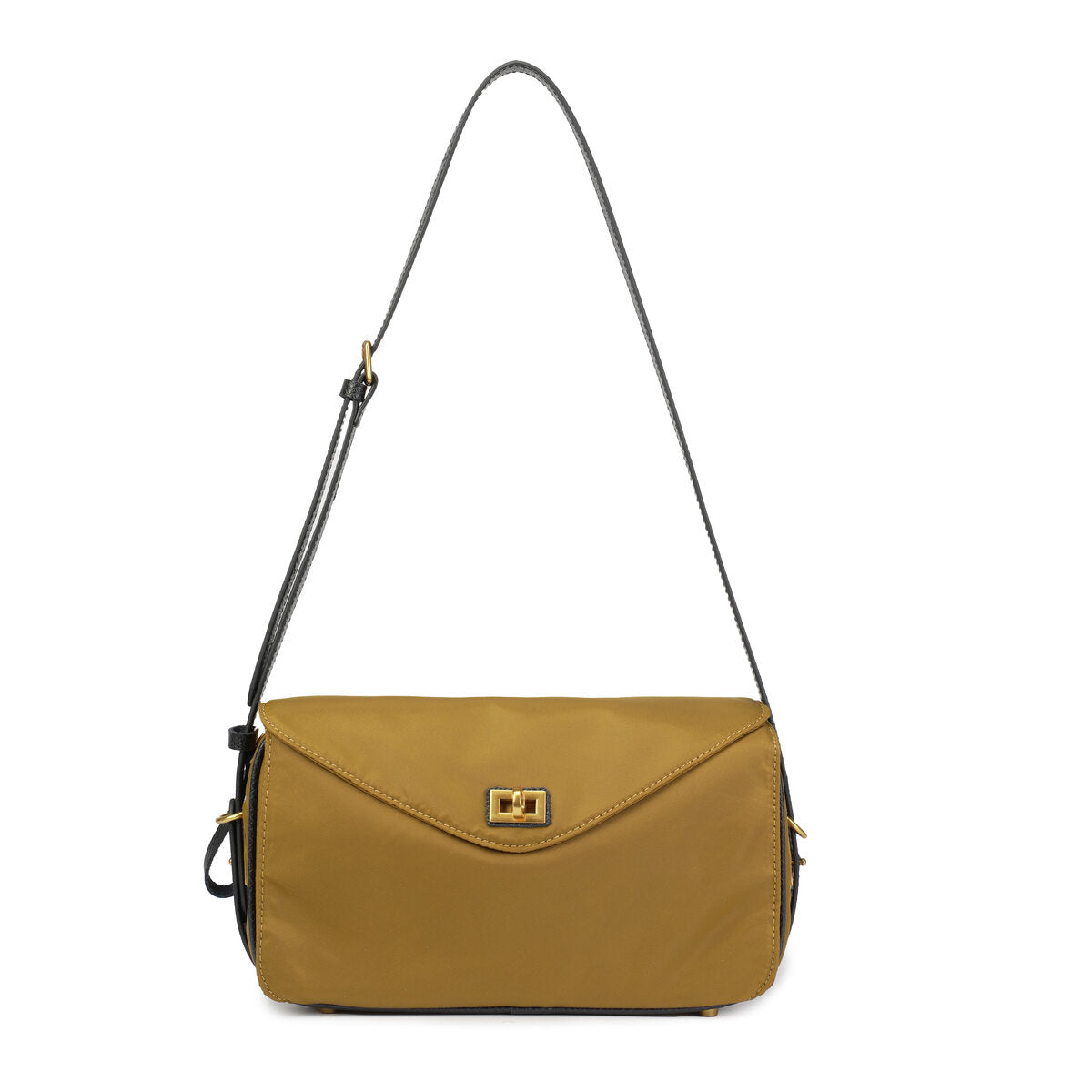Water-Resistant Ballistic Nylon Crossbody Bag – Lightweight Flap Shoulder Bag with Leather Trim & Turn-Lock Closure