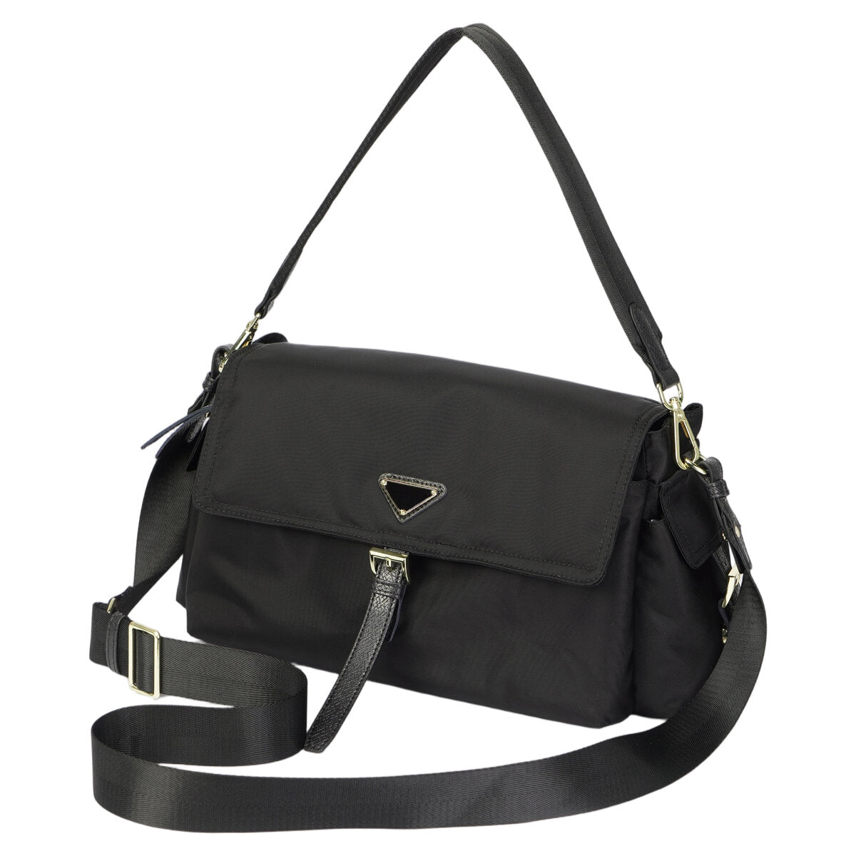 Water-Resistant Ballistic Nylon Messenger Bag with Leather Buckle – Multi-Pocket Crossbody Commuter Bag