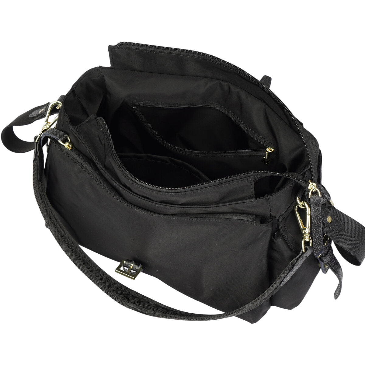 Water-Resistant Ballistic Nylon Messenger Bag with Leather Buckle – Multi-Pocket Crossbody Commuter Bag