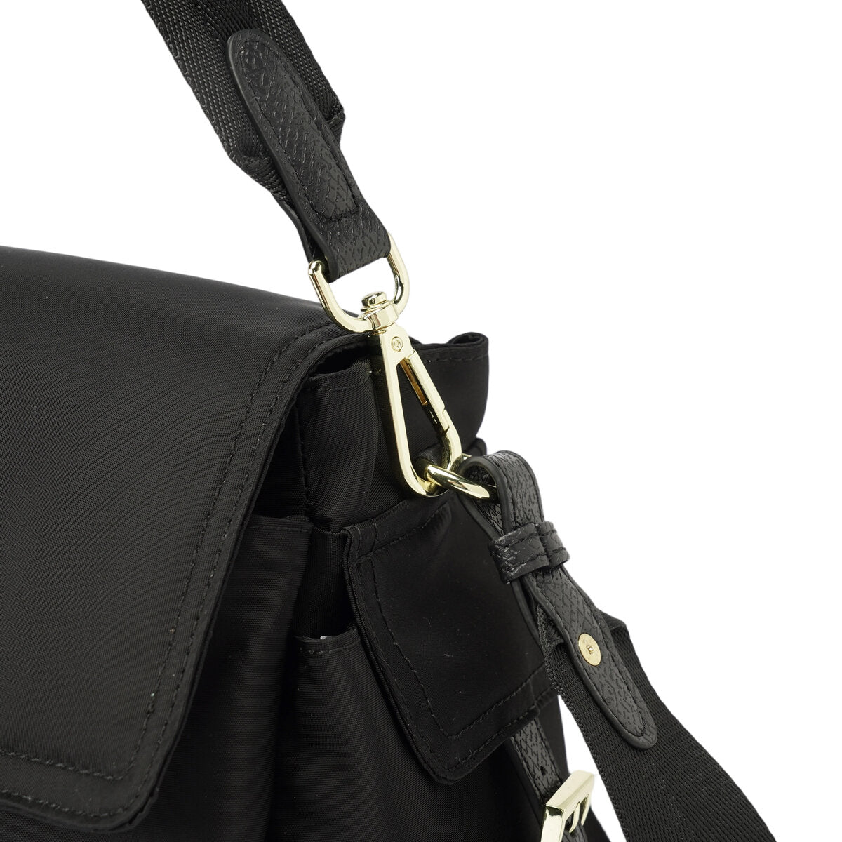 Water-Resistant Ballistic Nylon Messenger Bag with Leather Buckle – Multi-Pocket Crossbody Commuter Bag