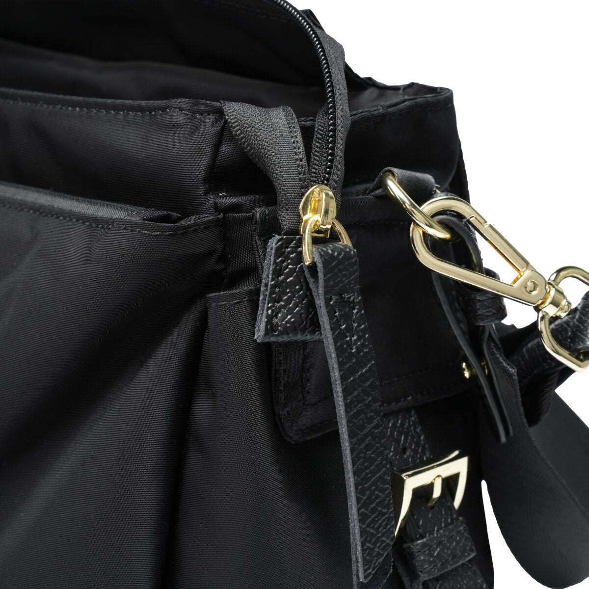 Water-Resistant Ballistic Nylon Messenger Bag with Leather Buckle – Multi-Pocket Crossbody Commuter Bag