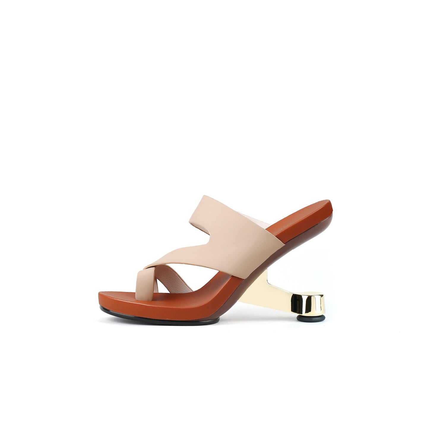 wave architectural heel less mules all apricot 1