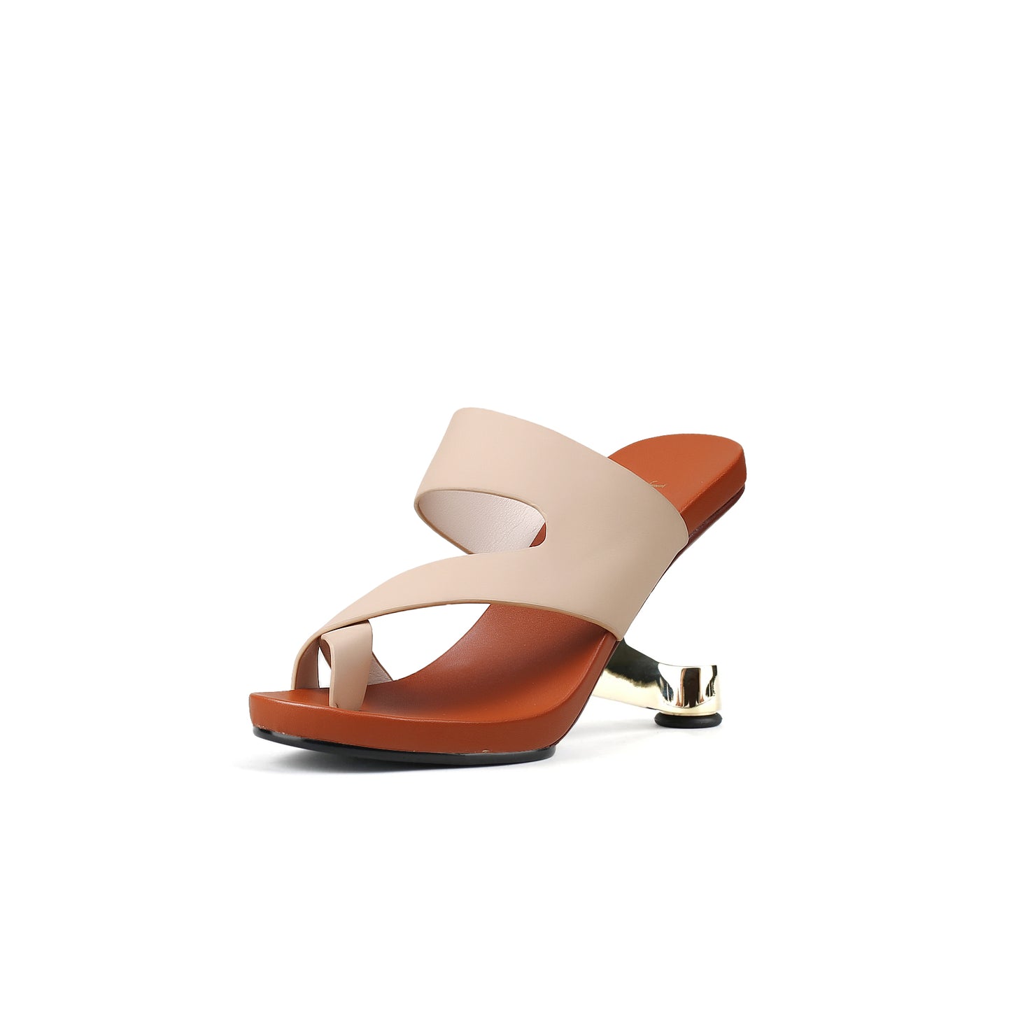 wave architectural heel less mules all apricot 2