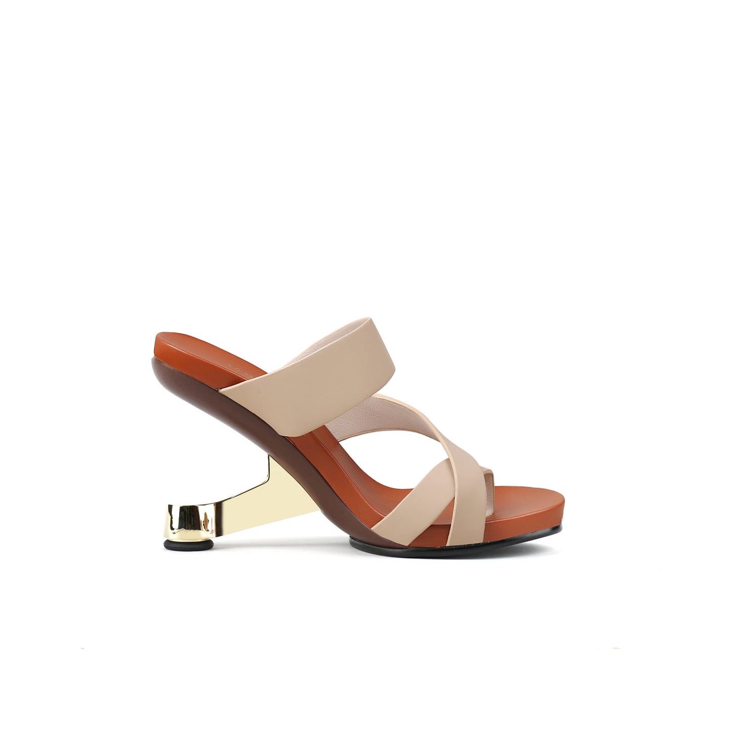 wave architectural heel less mules all apricot 3