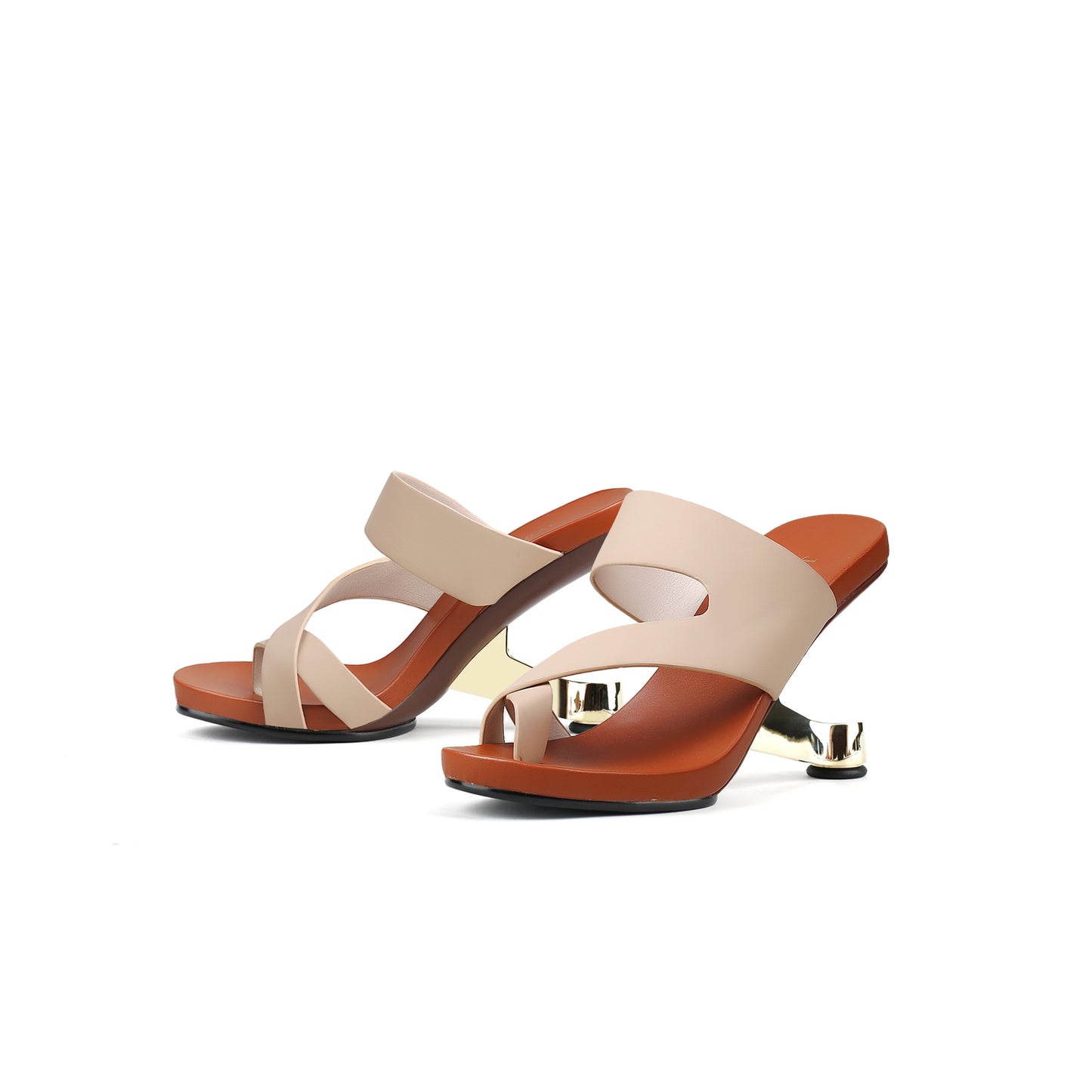 wave architectural heel less mules all apricot 5