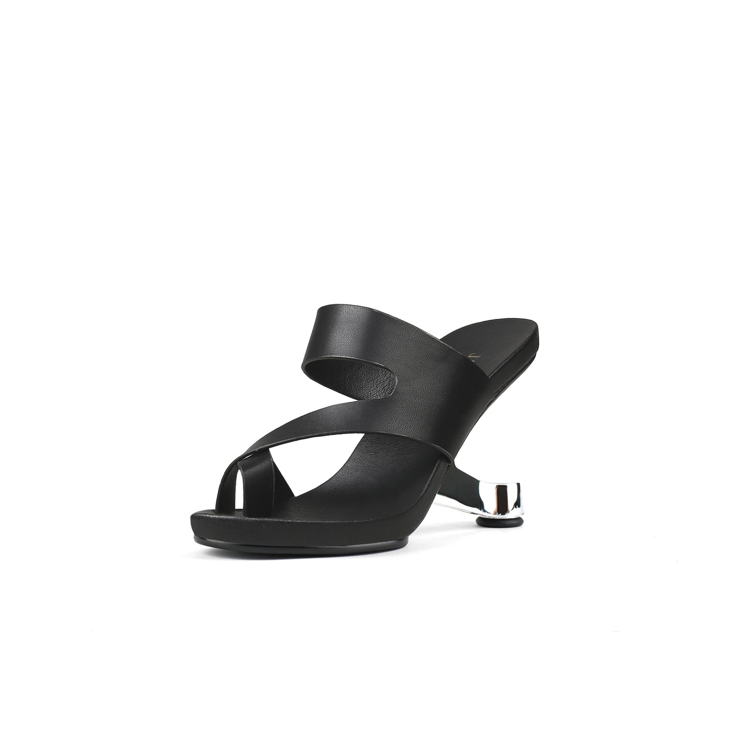 wave architectural heel less mules all black 2