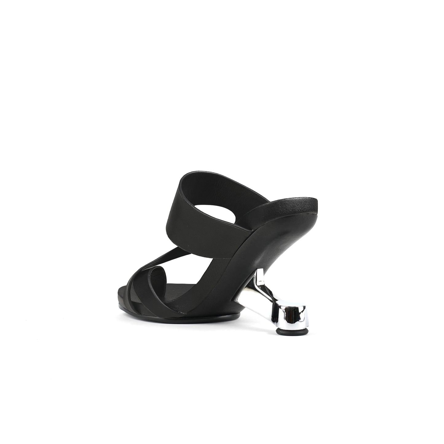 wave architectural heel less mules all black 4