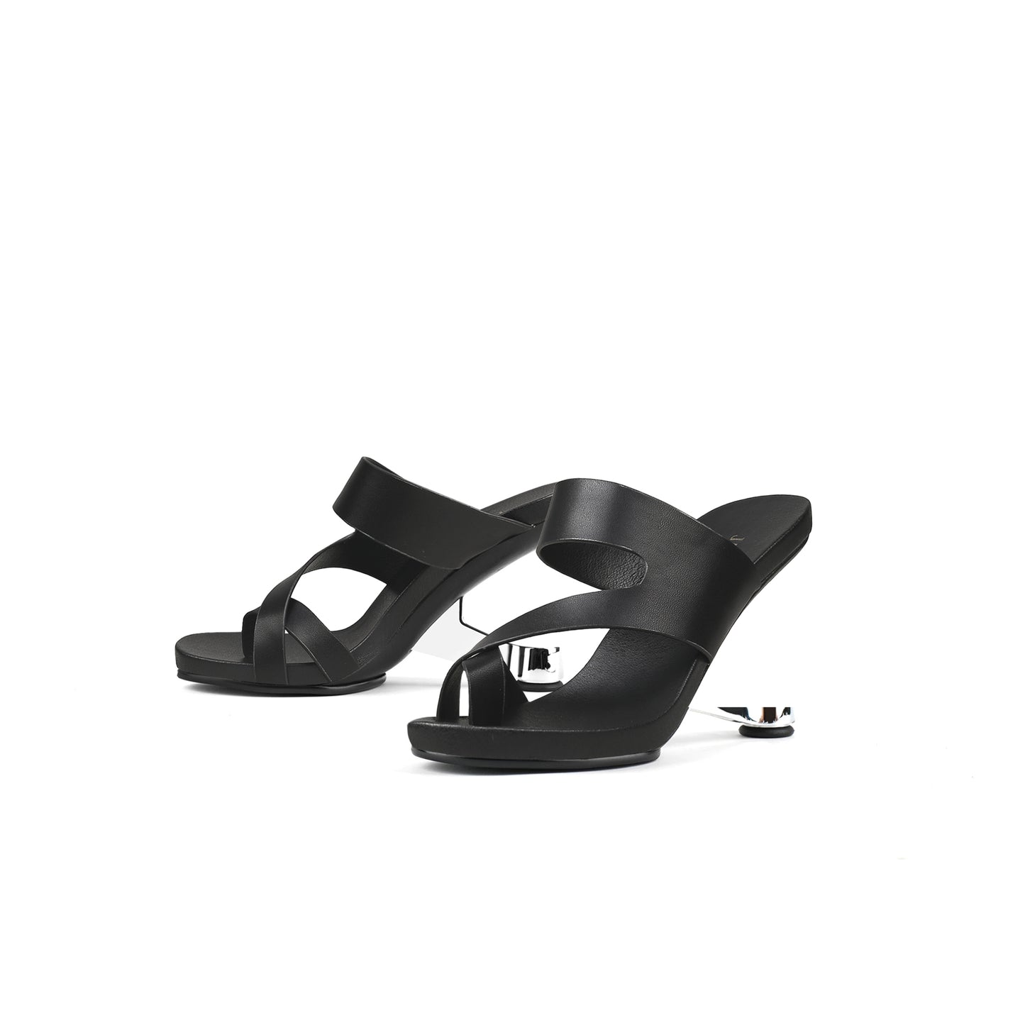 wave architectural heel less mules all black 5