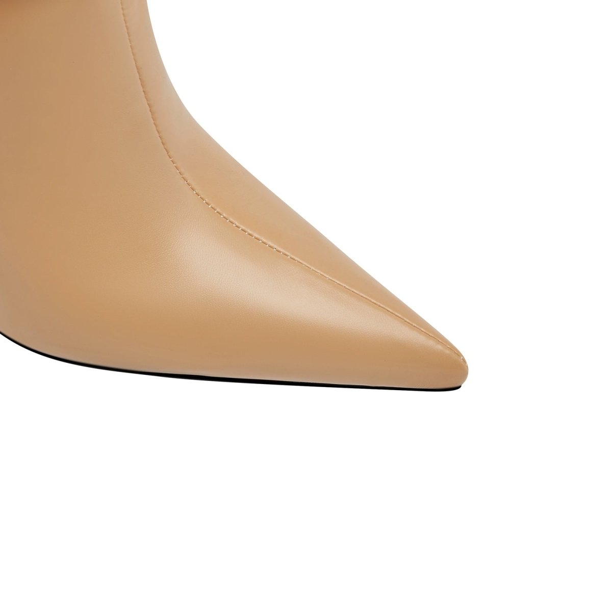 Wave Mesh Pointed Toe Leather Knee High Boots - 0cm