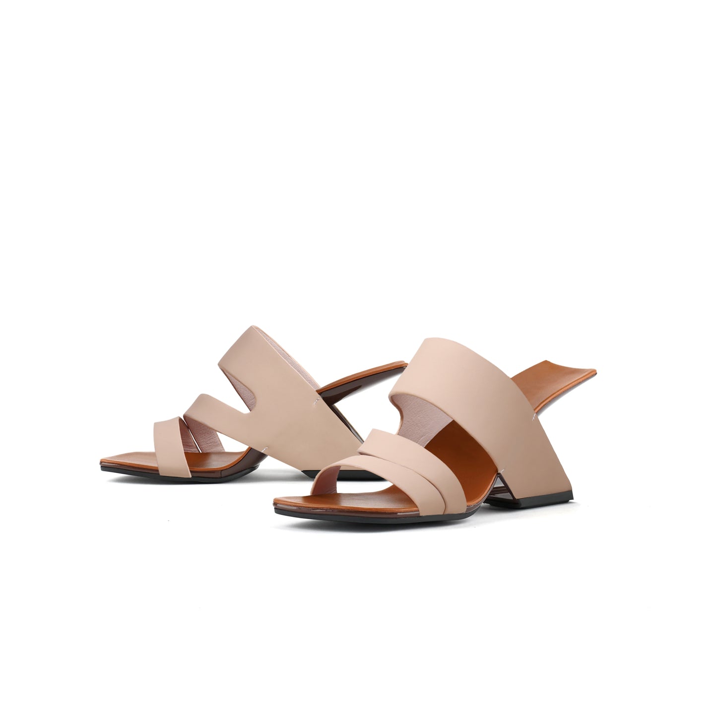 wave strap heel less mules all apricot 5