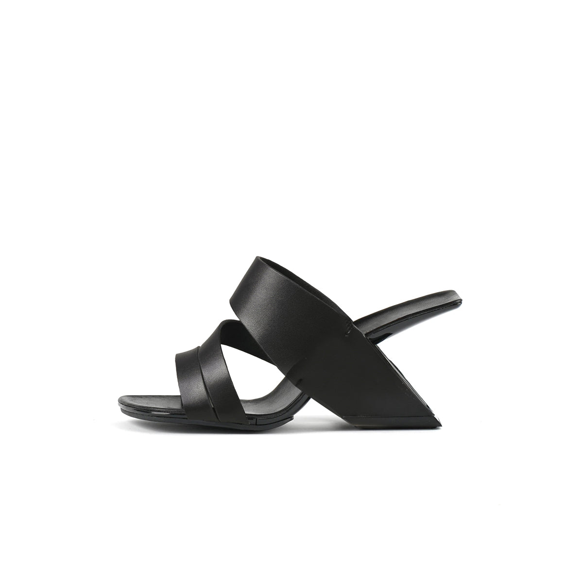 wave strap heel less mules all black 1