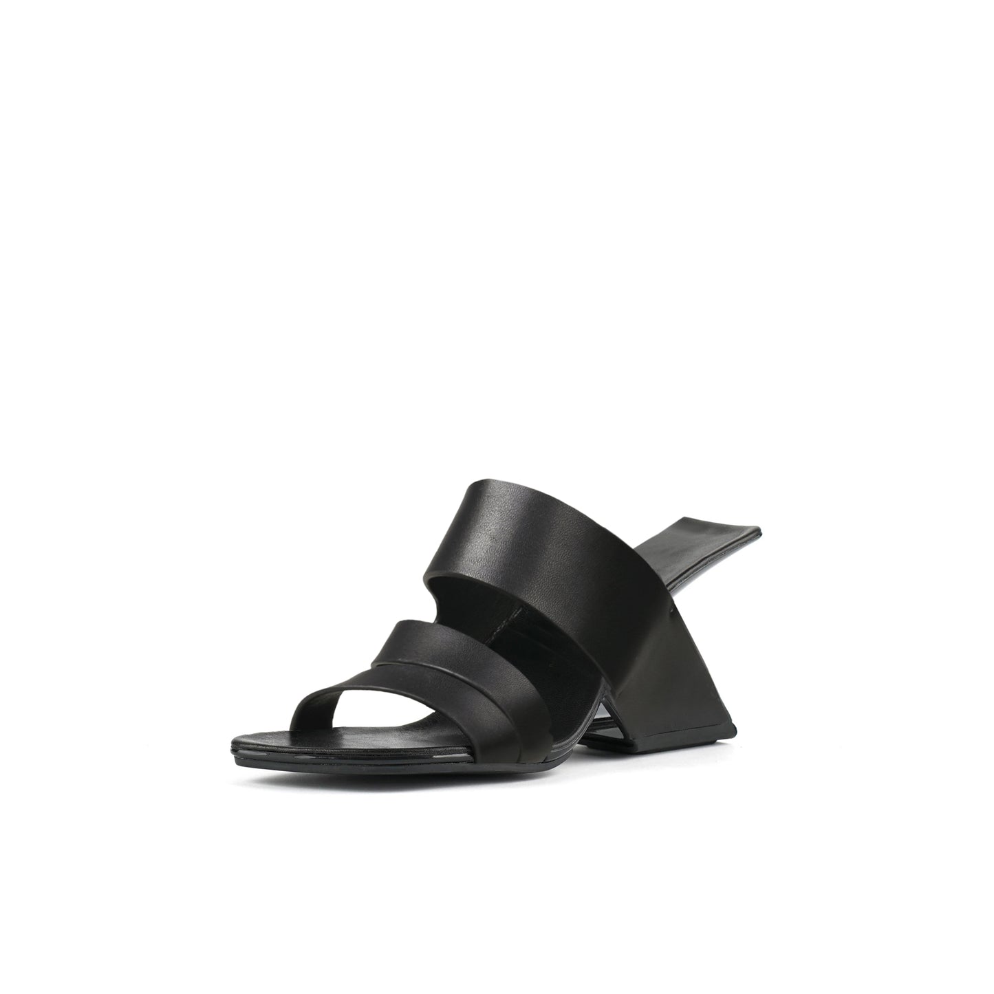 wave strap heel less mules all black 2