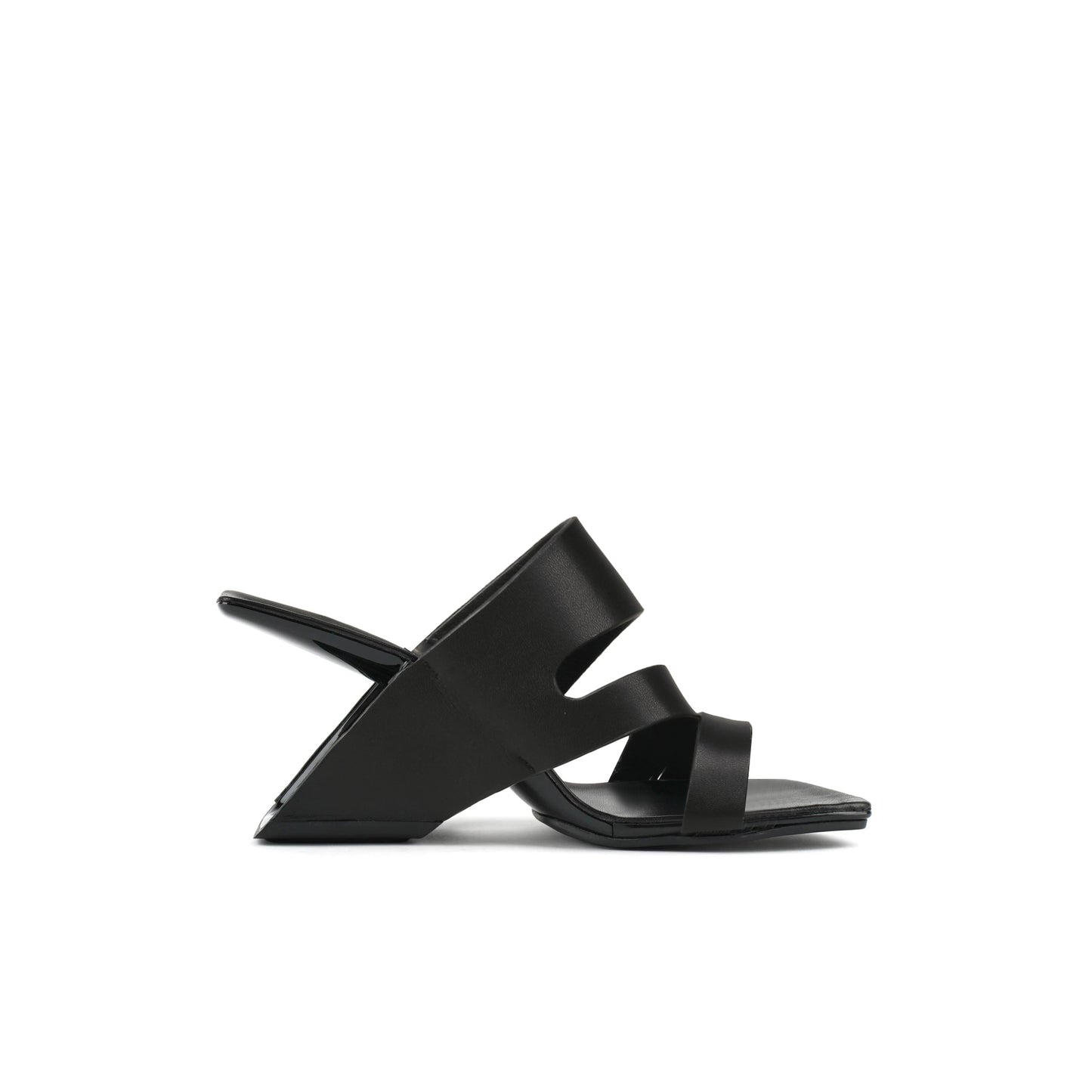 wave strap heel less mules all black 3