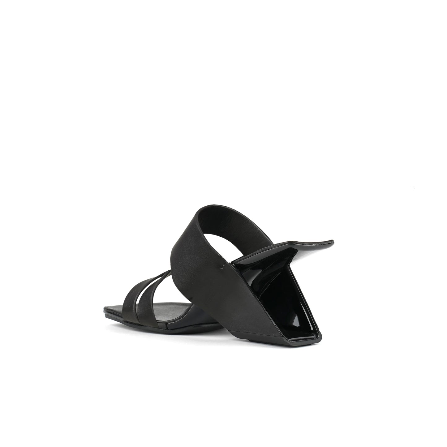 wave strap heel less mules all black 4