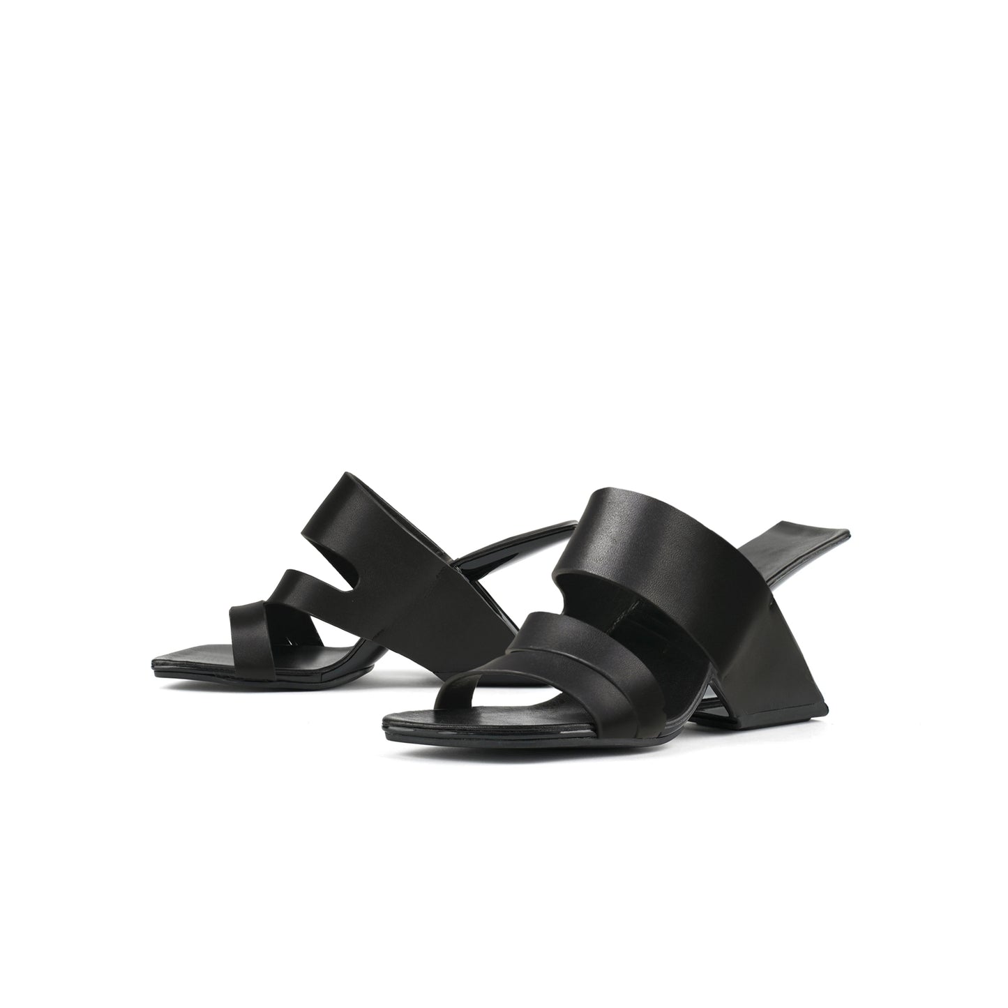 wave strap heel less mules all black 5