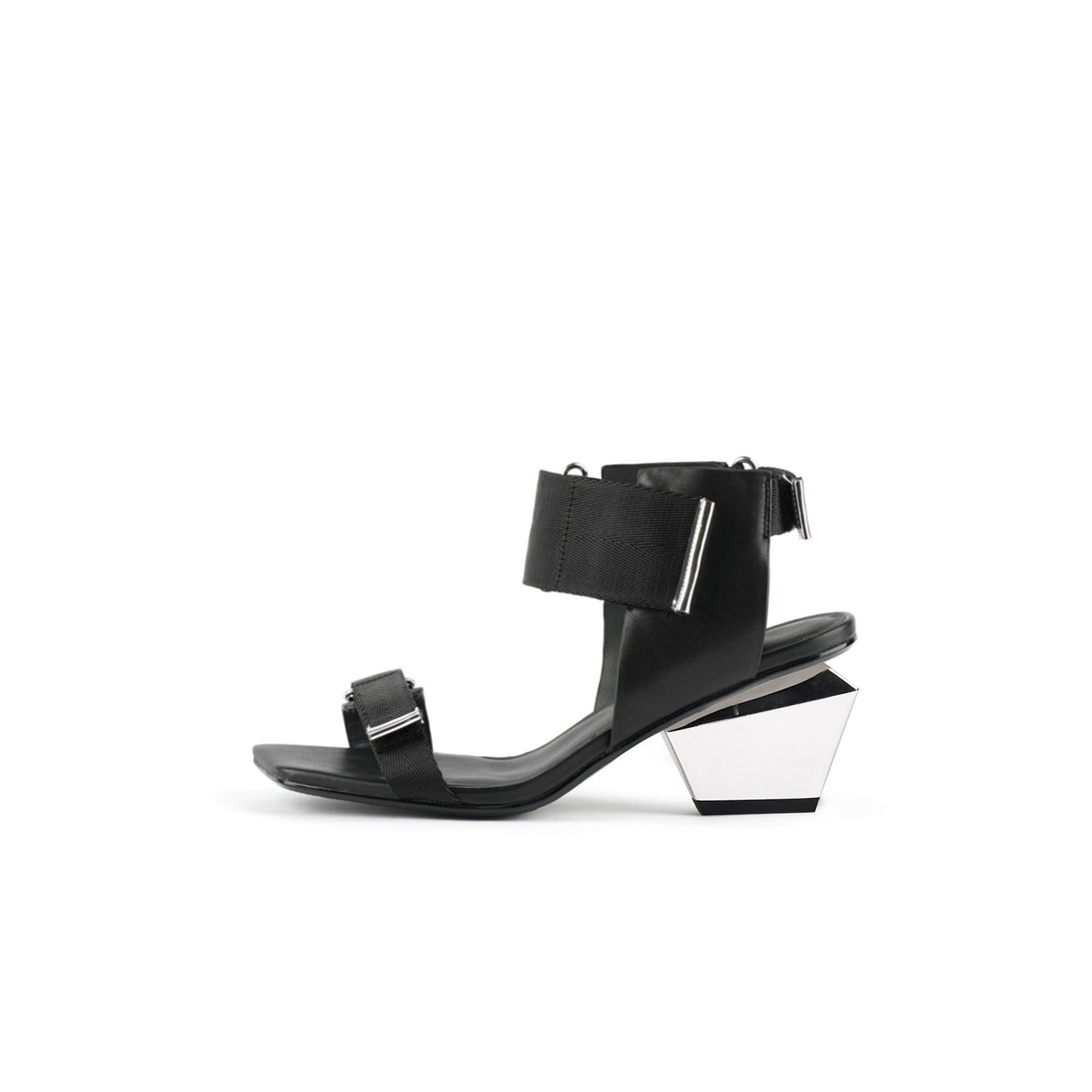 wave strap slip on sandals all black 1