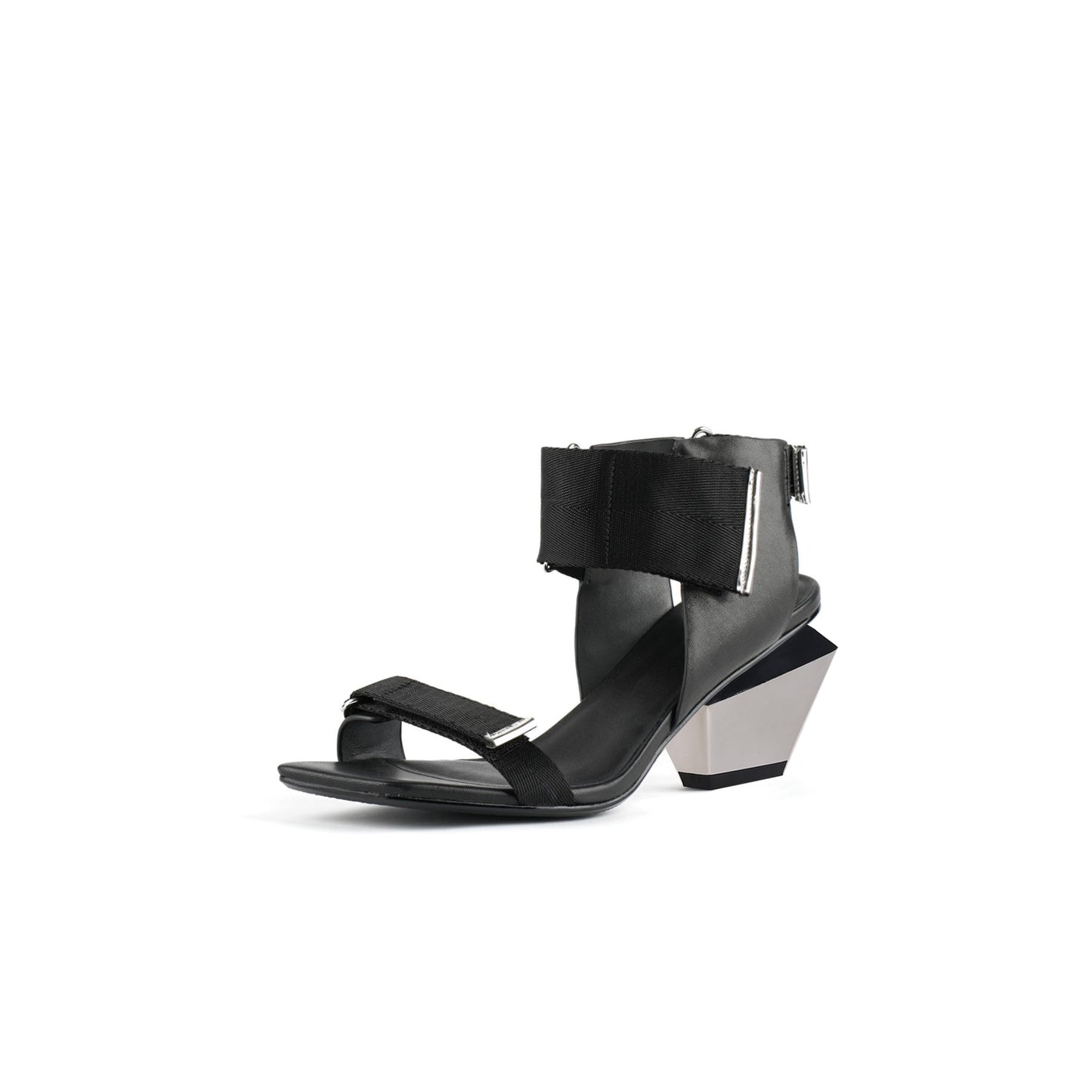 wave strap slip on sandals all black 2