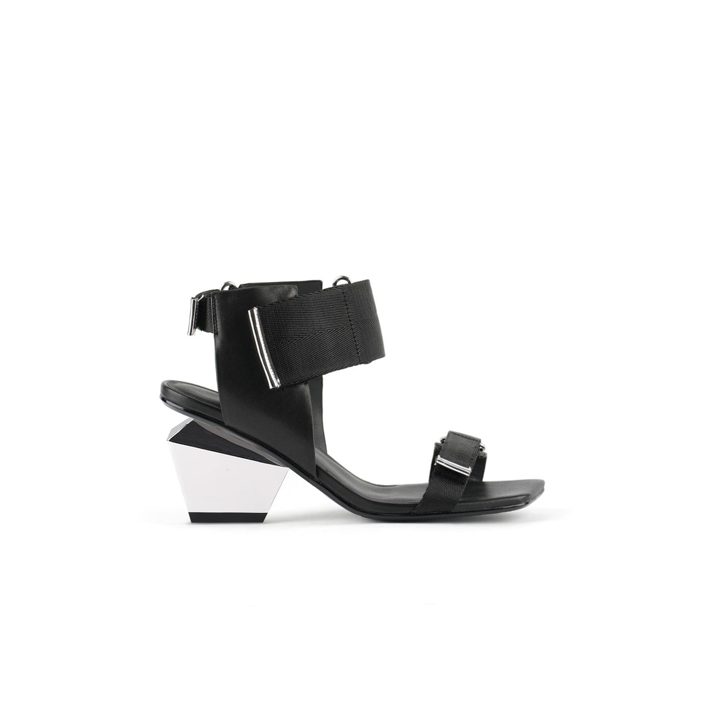 wave strap slip on sandals all black 3