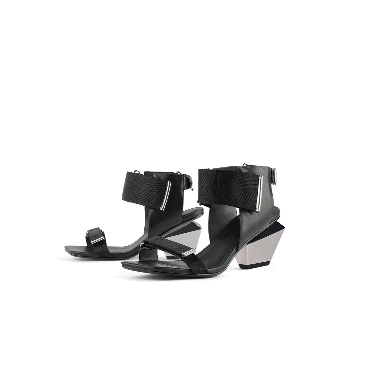 wave strap slip on sandals all black 5