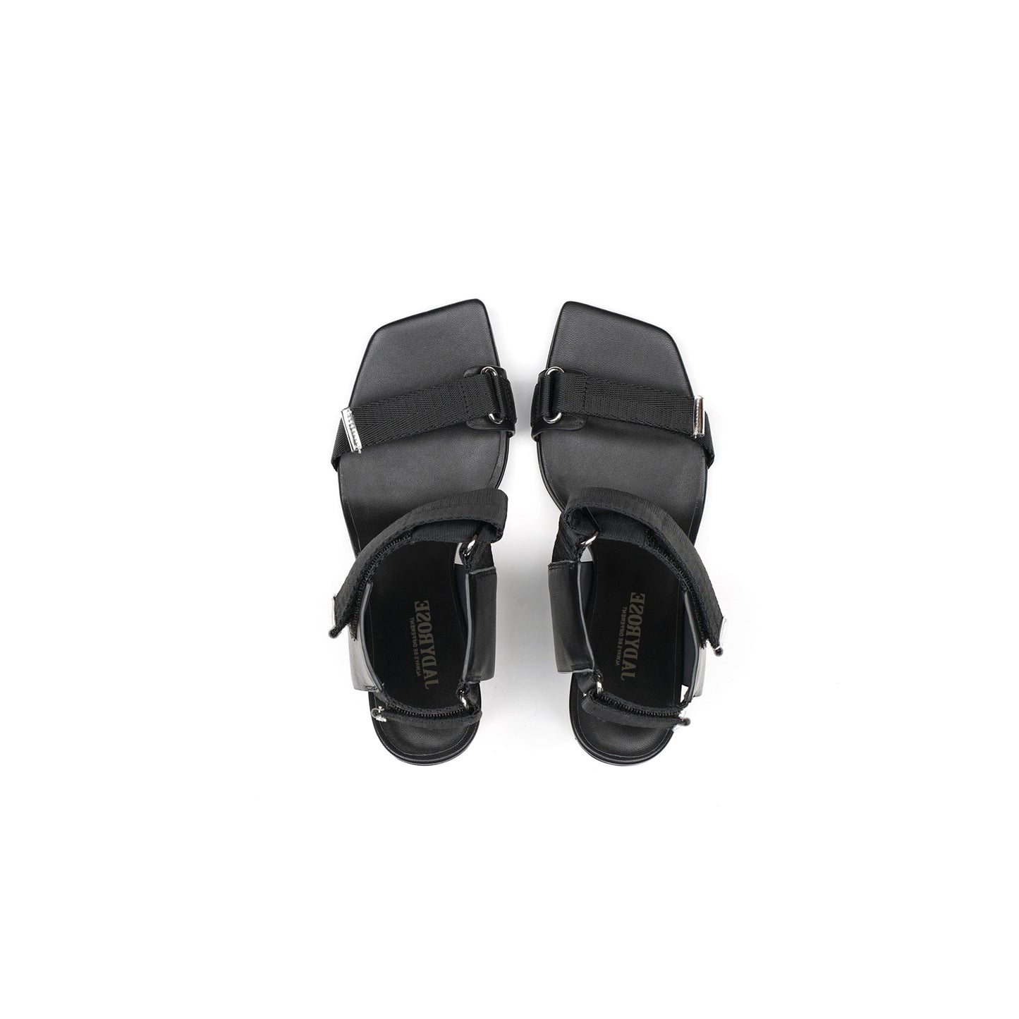 wave strap slip on sandals all black 6