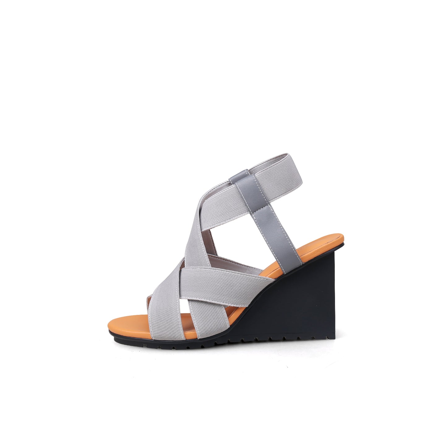 weave open toe ankle strap wedges all grey 1