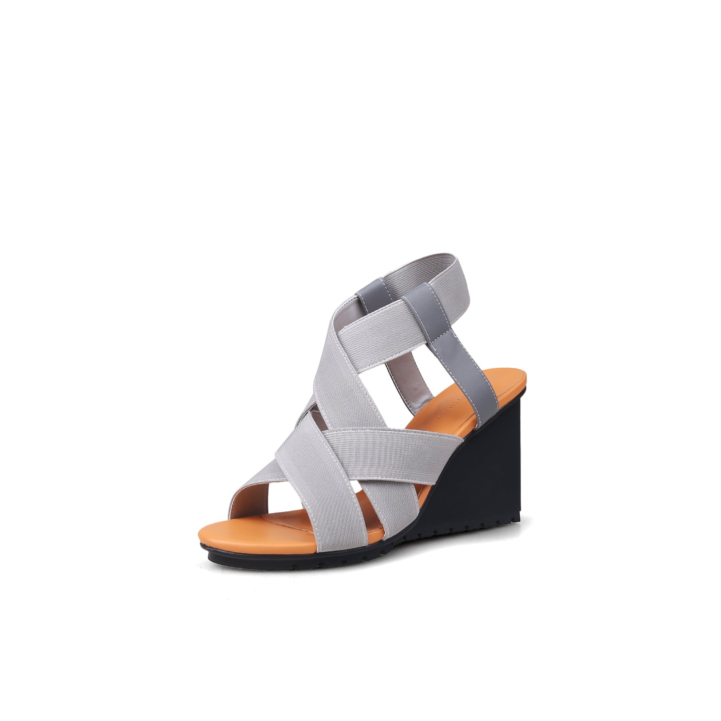 weave open toe ankle strap wedges all grey 2
