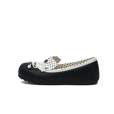 Whimsical Collar Bow Round Toe Ballet Flats