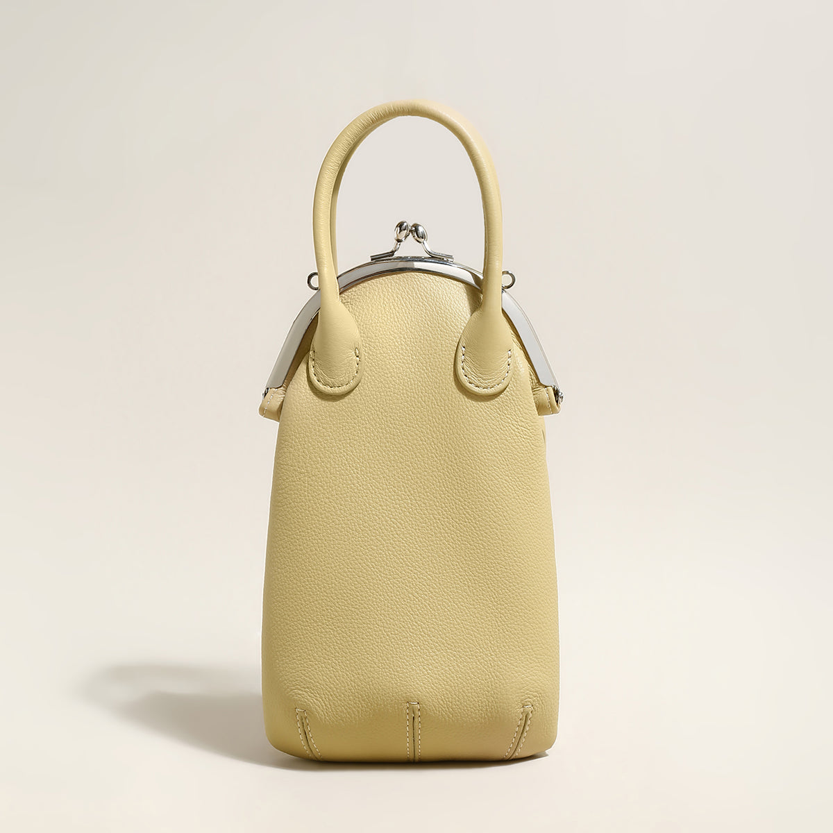 whimsical gourd leather ball clasp top handle bag yellow 1