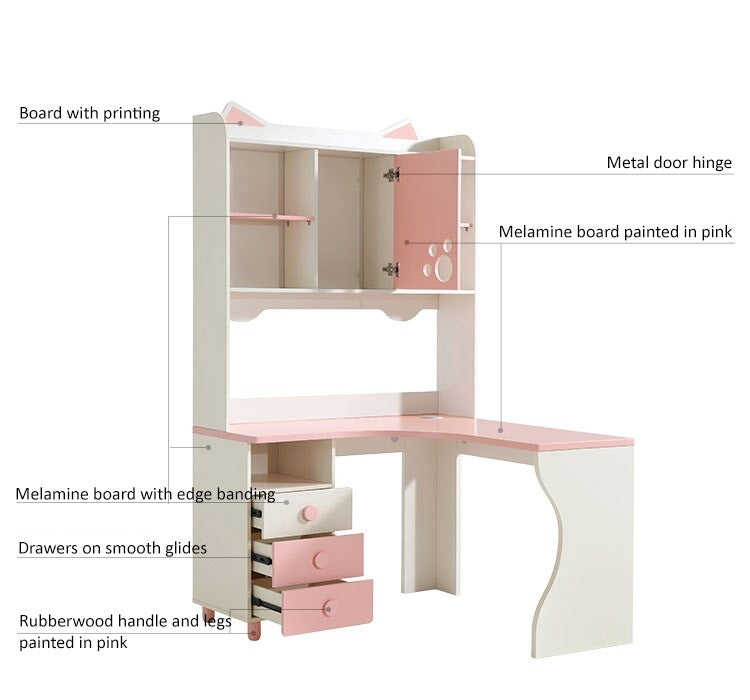 whimsical kitty cat tall bookcase and pink study table all 13