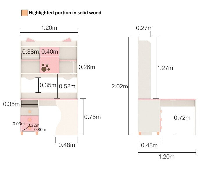 whimsical kitty cat tall bookcase and pink study table all 14