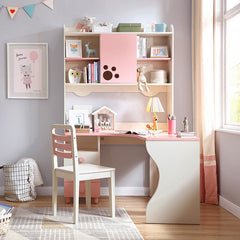 Whimsical Kitty Cat Tall Bookcase and Pink Study Table