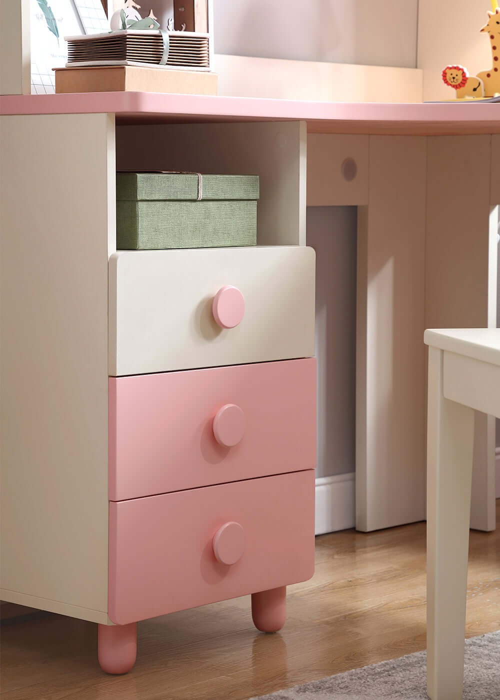 whimsical kitty cat tall bookcase and pink study table all 5