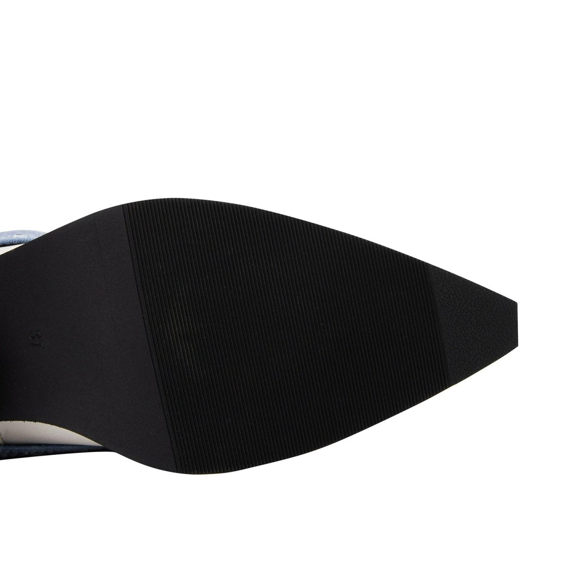 White and Denim Foldover Knee High Boots - 0cm