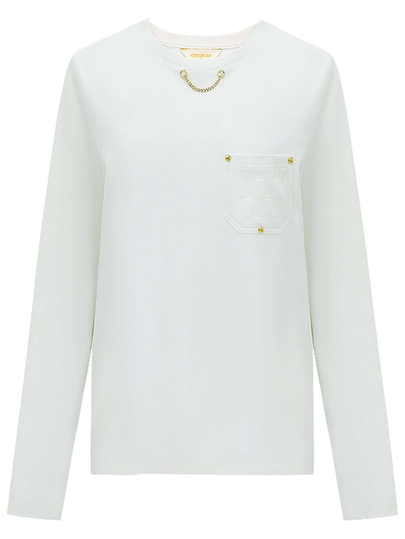 white long sleeved tee with neck chain all white 4