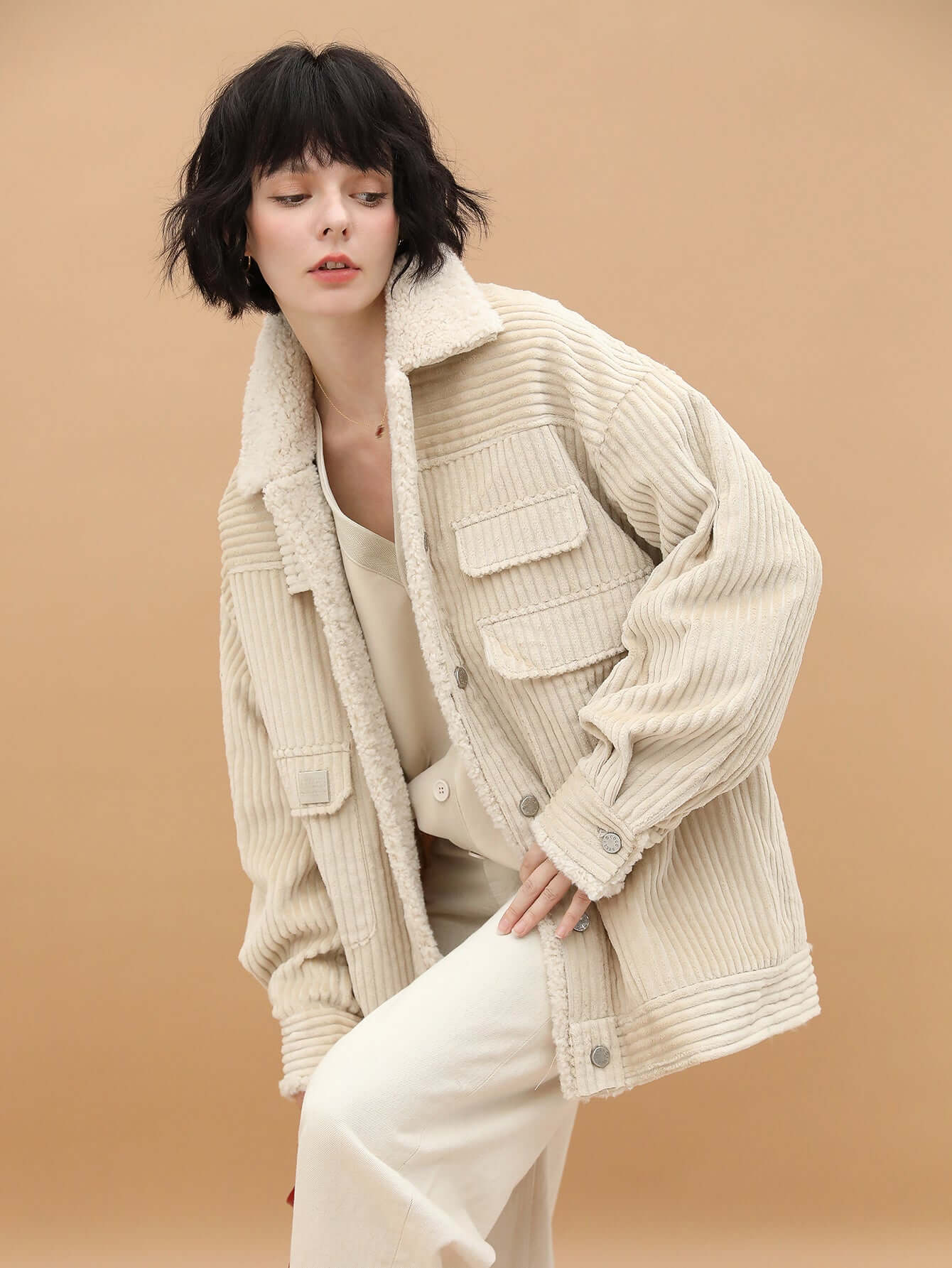 white oversized corduroy parka all white 2