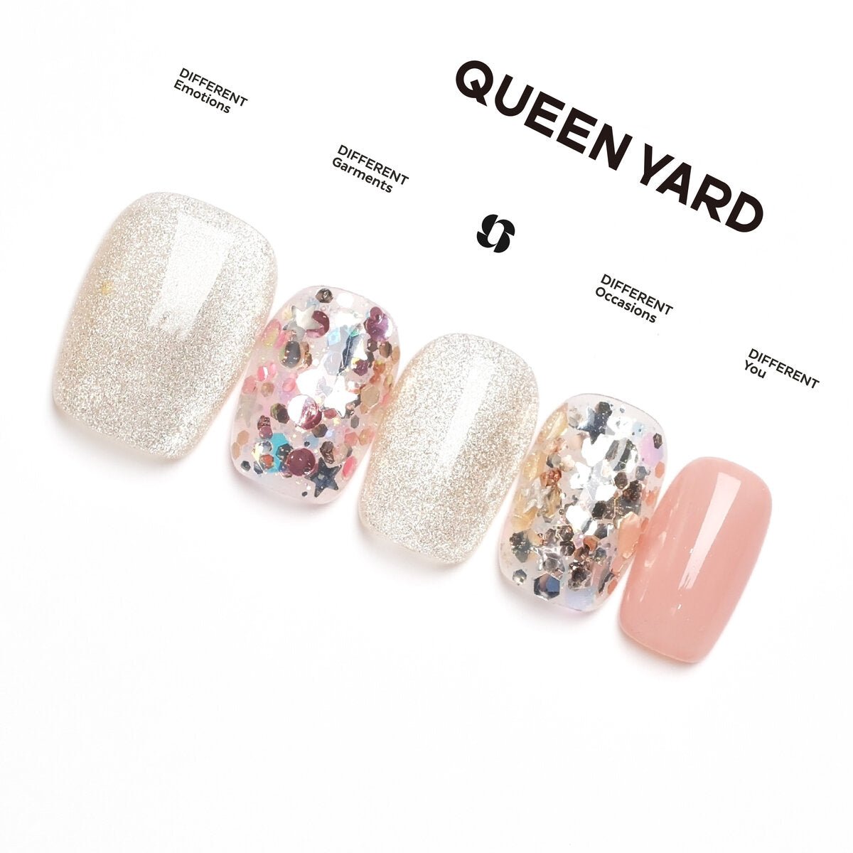 White Peach Confetti Press-On Nails