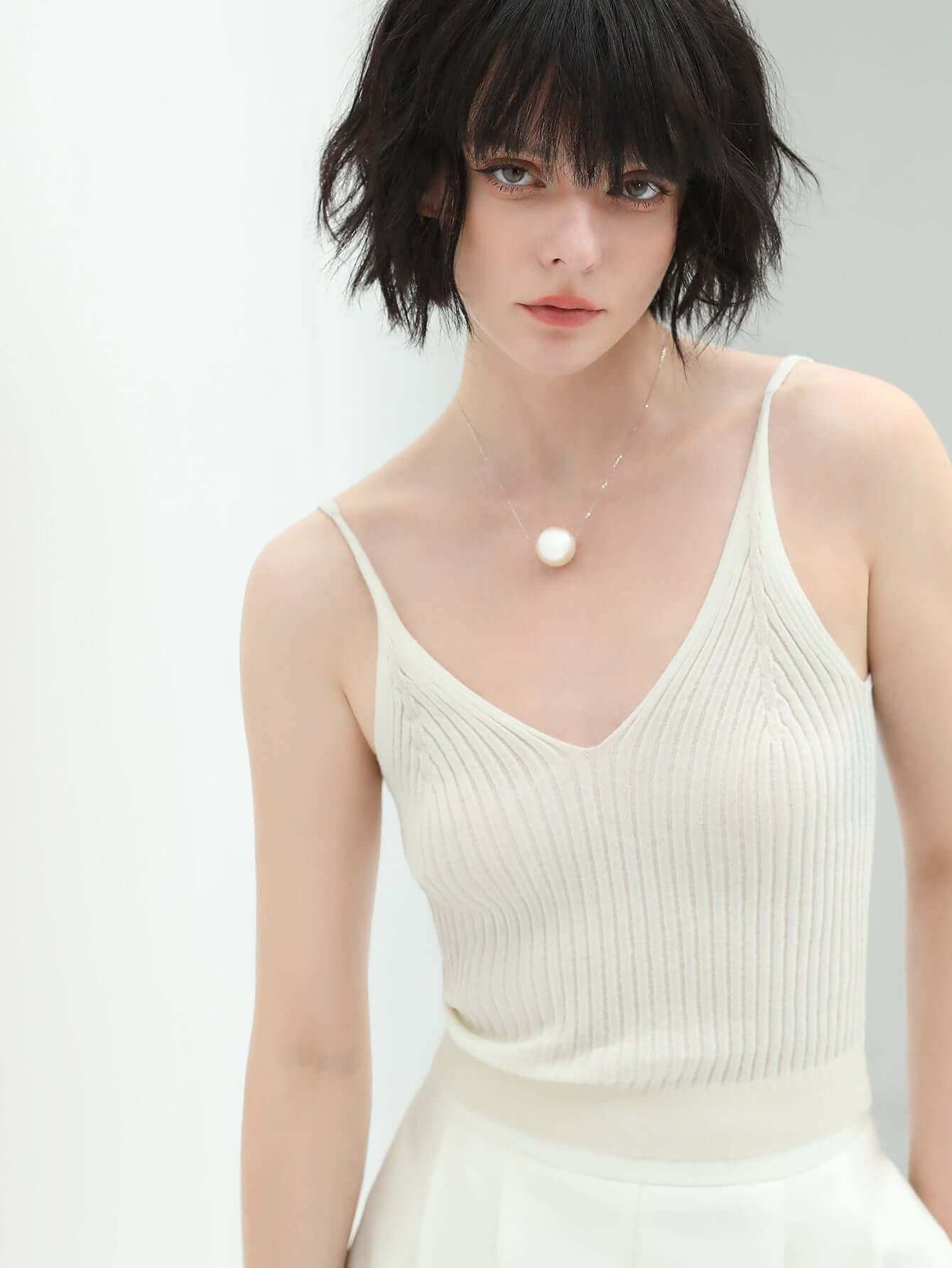 white v neck cami top all white 3