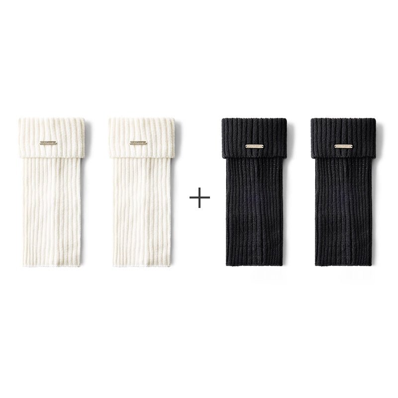 Women's 30cm Cuffed Ribbed Leg Warmers – Autumn & Winter 2 - Pair Set