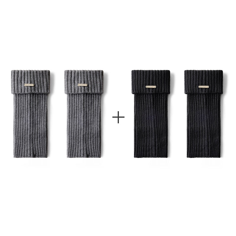 Women's 30cm Cuffed Ribbed Leg Warmers – Autumn & Winter 2 - Pair Set