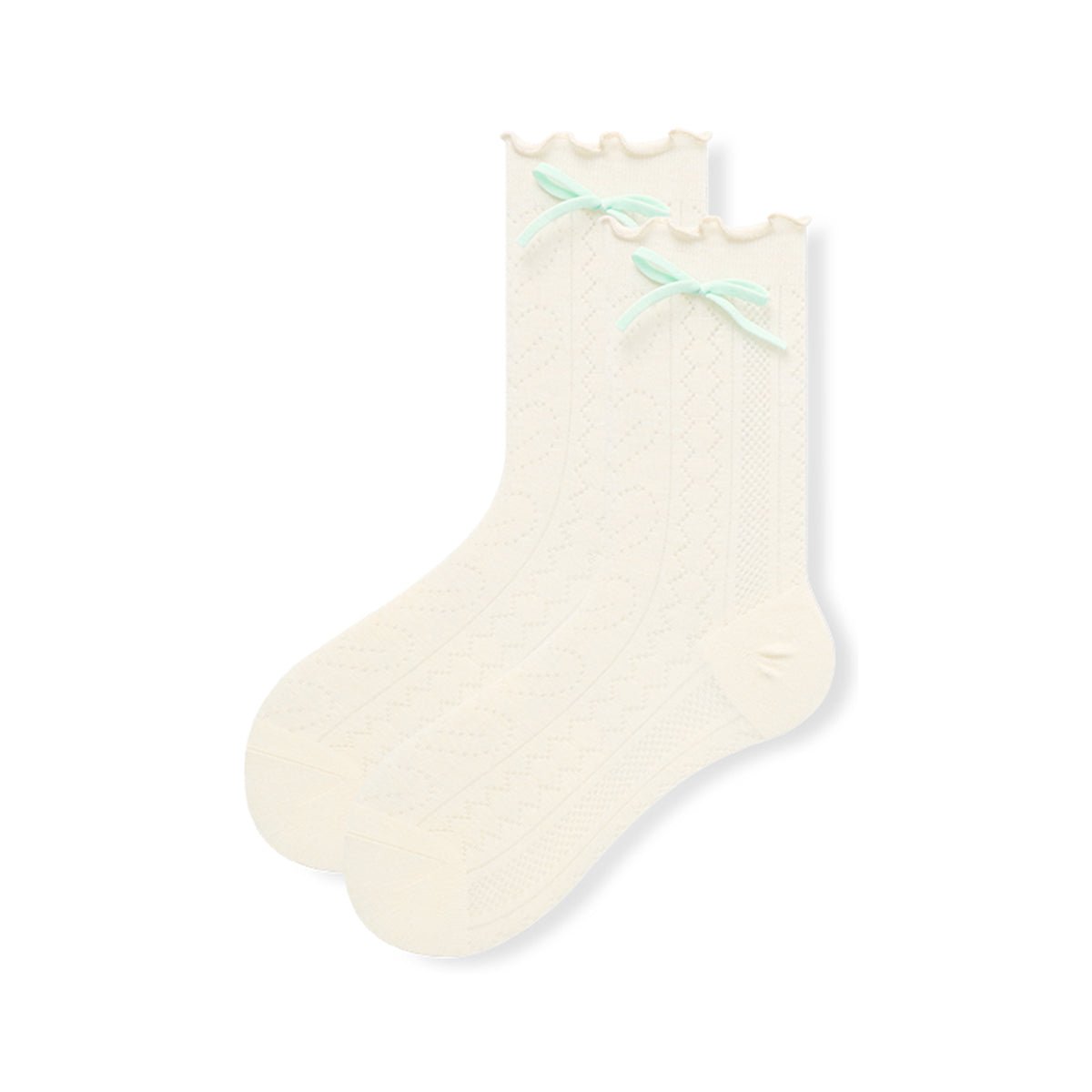 Women's Ballet Bow Pointelle Mid - Calf Socks - 3 Pair Summer Set
